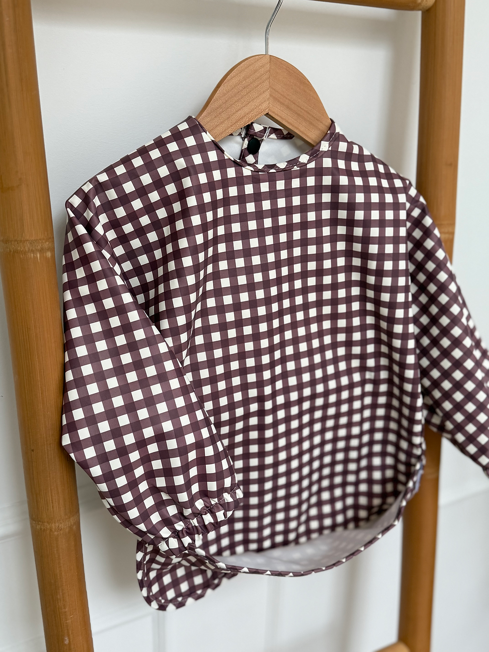 Thumbnail: Mulberry Gingham - Long Sleeved Bib