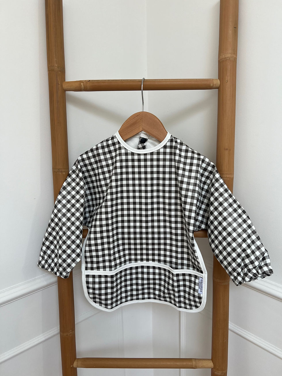 Thumbnail: Monochrome Gingham - Long Sleeved Bib