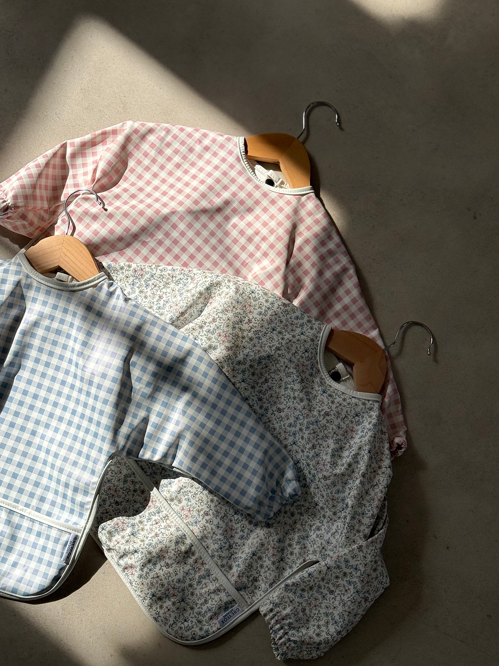 Thumbnail: Bluebell Gingham - Long Sleeved Bib