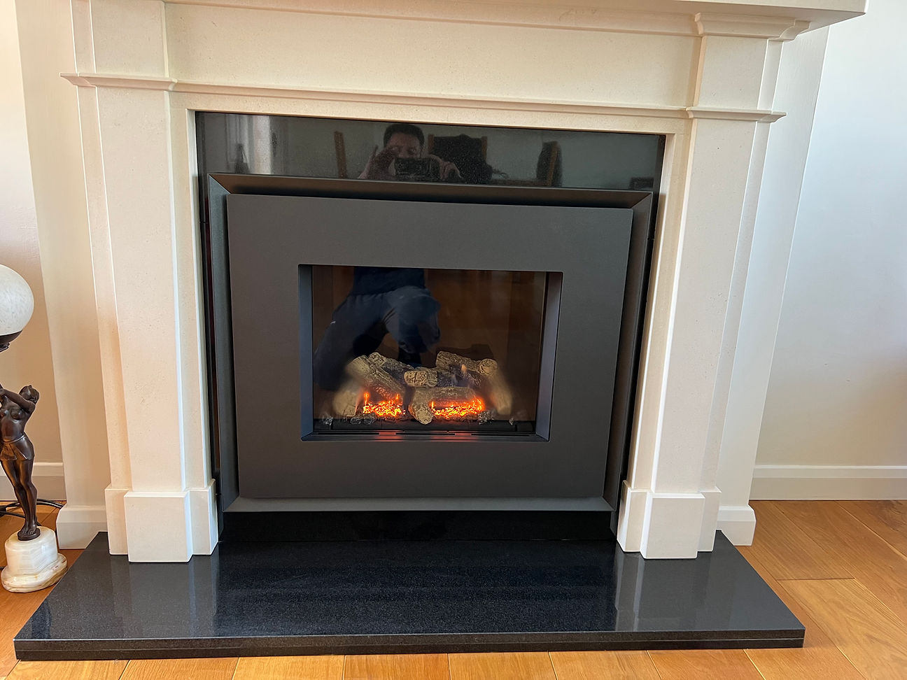 newly installed gas fireplace