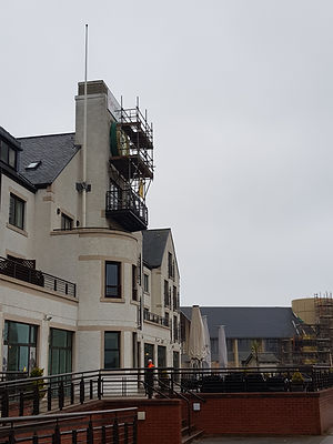 Scaffolding on top floor of a residential property