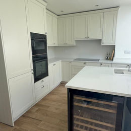 oven and kitchen cabinets