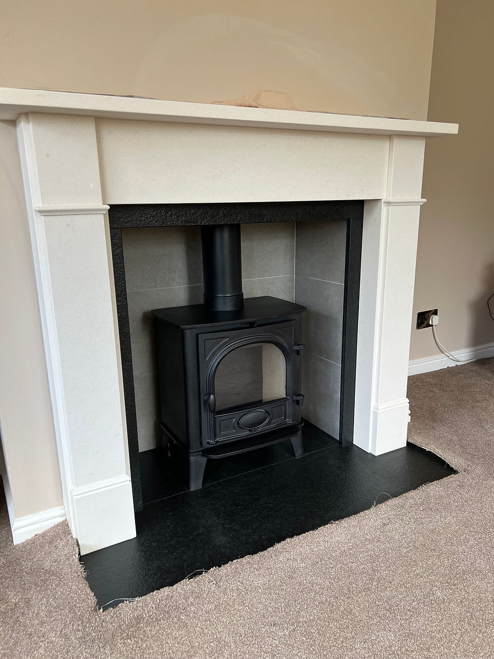 newly installed fireplace