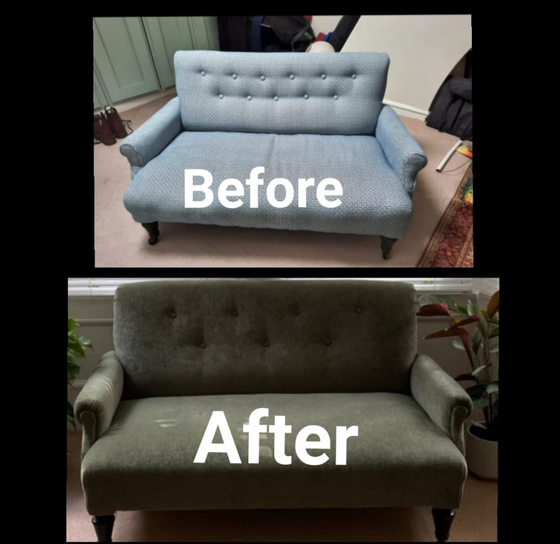 reupholstered sofa