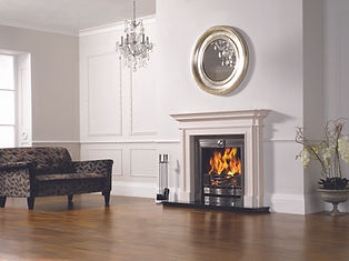 stone surrounds fireplace