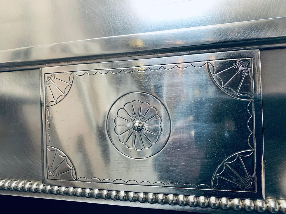 Thumbnail: metal fireplace insert engraving