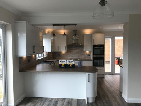 newly installed kitchen with lighting