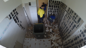 Waterproofing a bathroom - make sure you clean all of the dirt away first
