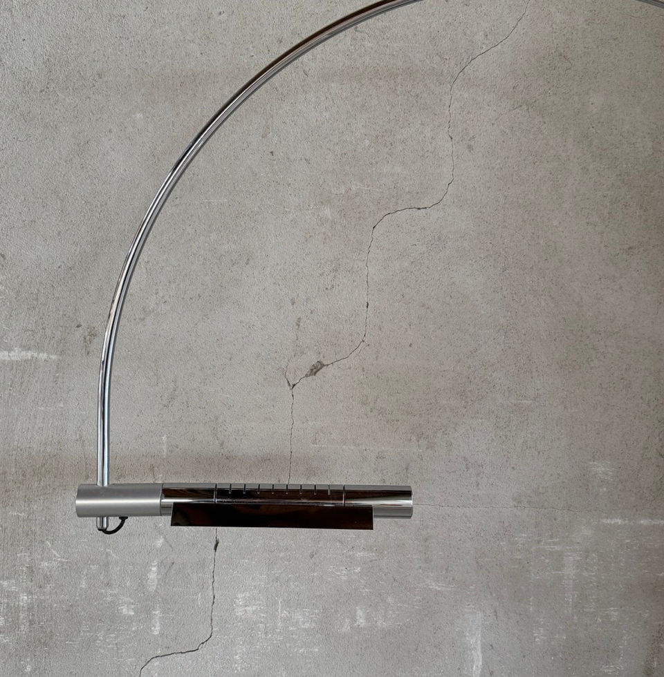 1970s HALO Mobil floor lamp by Baltensweiler with a curved chrome frame