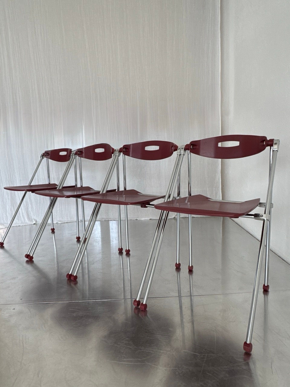 Set of 4 vintage Sitland Ouverture folding chairs by Enrico Cioncada