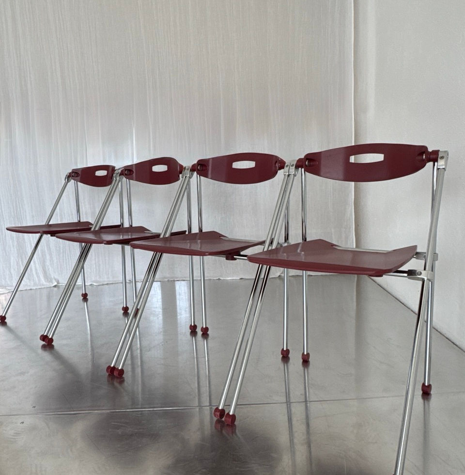 Set of 4 vintage Sitland Ouverture folding chairs by Enrico Cioncada