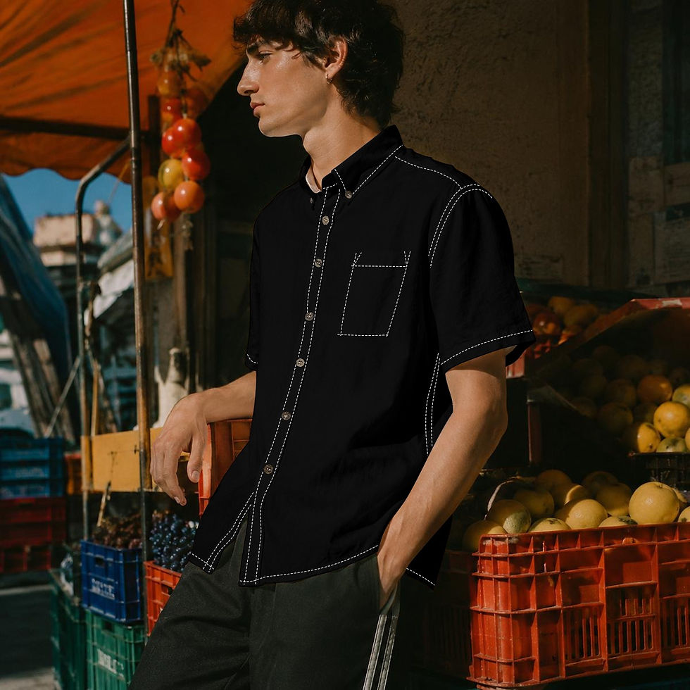 Thumbnail: DAFENGA NYC Men's Breathable Cotton Shirt|125GSM