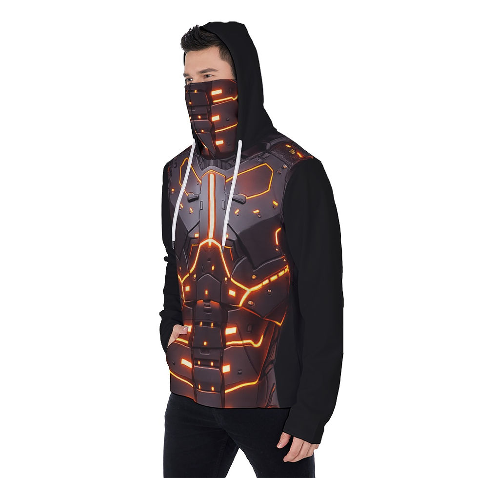 Thumbnail: DAFENGA NYC Men's Pullover 'DAFENGA TECH' Hoodie With Mask