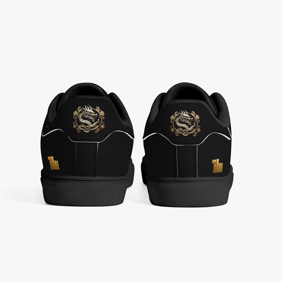 Thumbnail: DAFENGA NYC Classic Low-Top 'CHNATWN' Leather Sneakers - White/Black