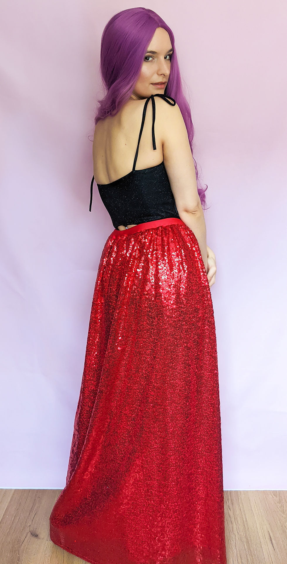 Thumbnail: Long Sequin Two Front Slits Fancy Skirt