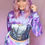 Thumbnail: One Off Upcycled Purple Tie dye Cropped Hoodie and Skirt Set