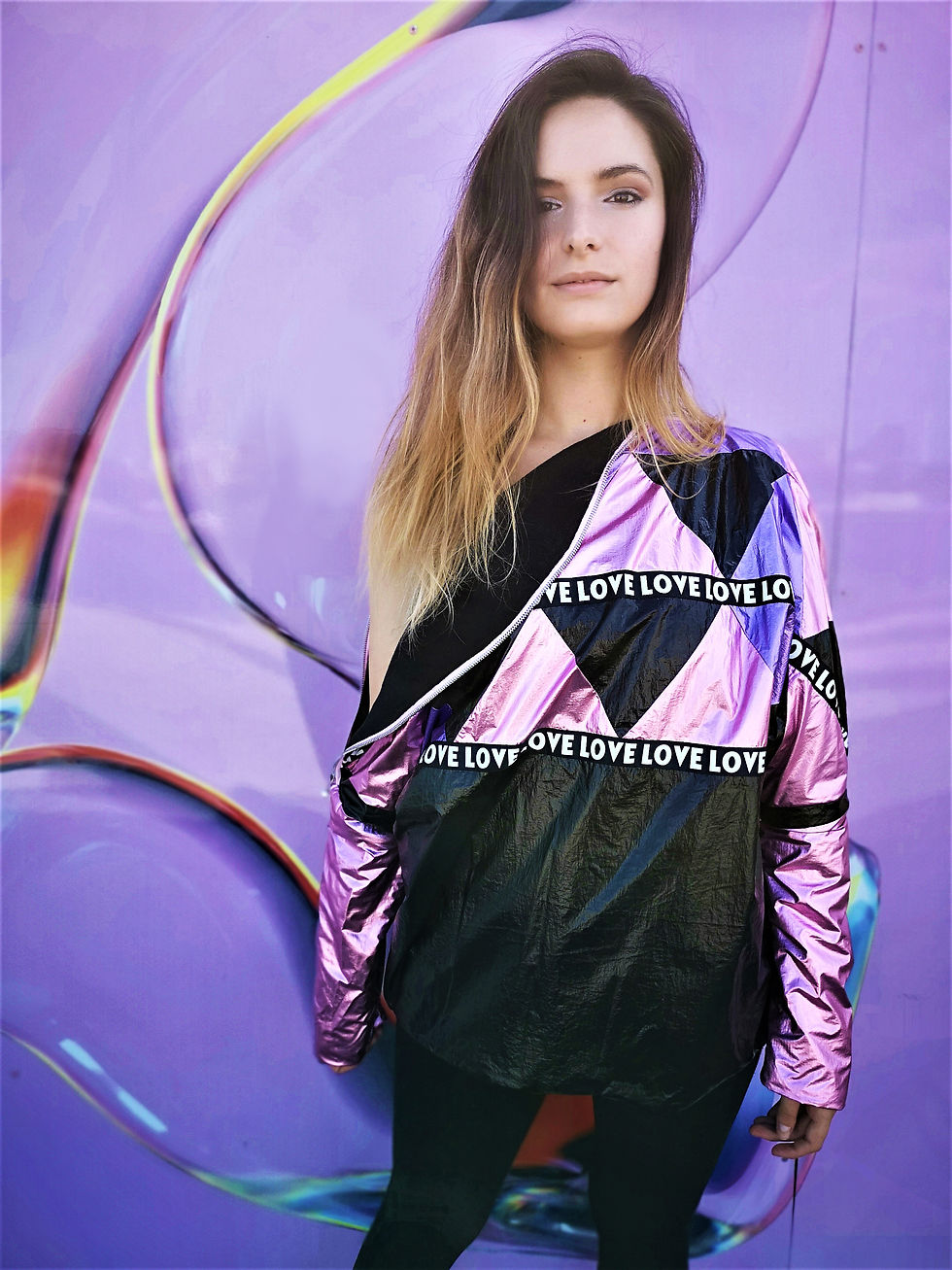 Thumbnail: Patchwork Metallic Waterproof Zipper Pullover