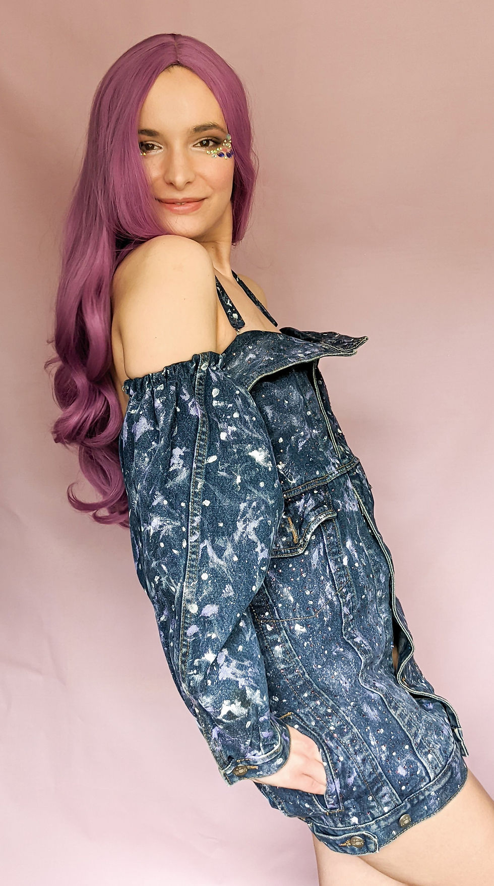 Thumbnail: HandPainted Upcycled Vintage Denim Jacket Made Dress
