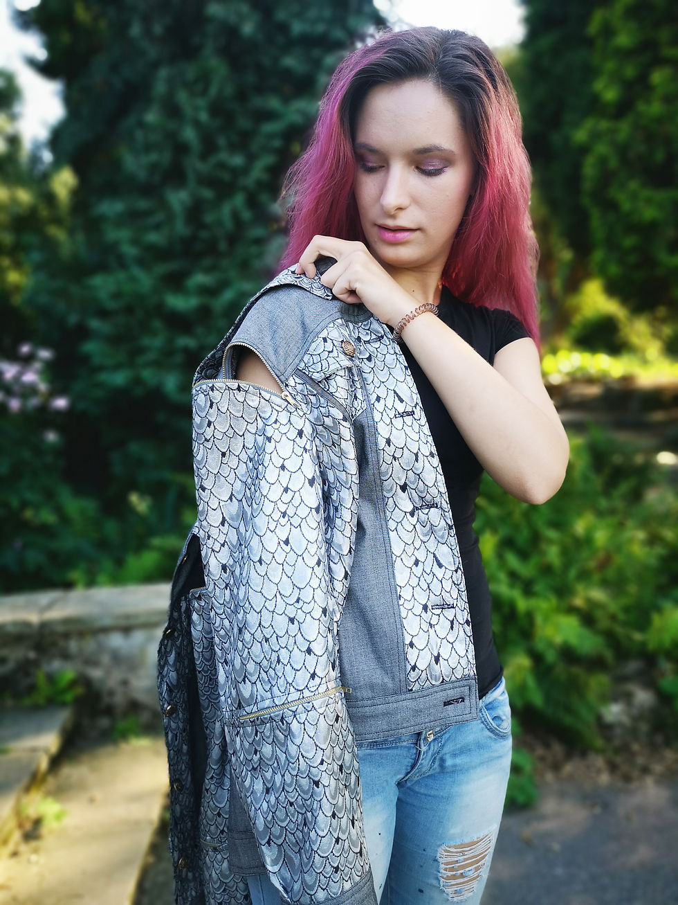 Thumbnail: Denim and Brocade Silver Jacket