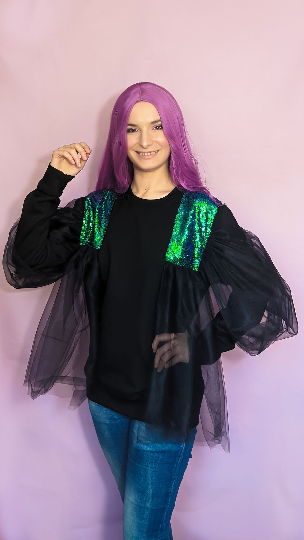 Thumbnail: Fancy Sequin and Tulle Sweater Pullover