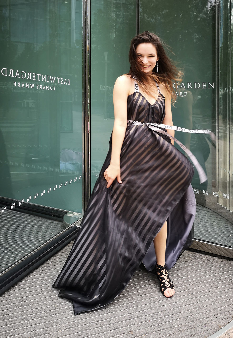 Thumbnail: Black Stripes Shimmering Dress