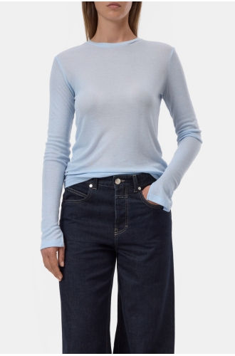 Thumbnail: Powder Blue Long Sleeve Top, 30% Wool