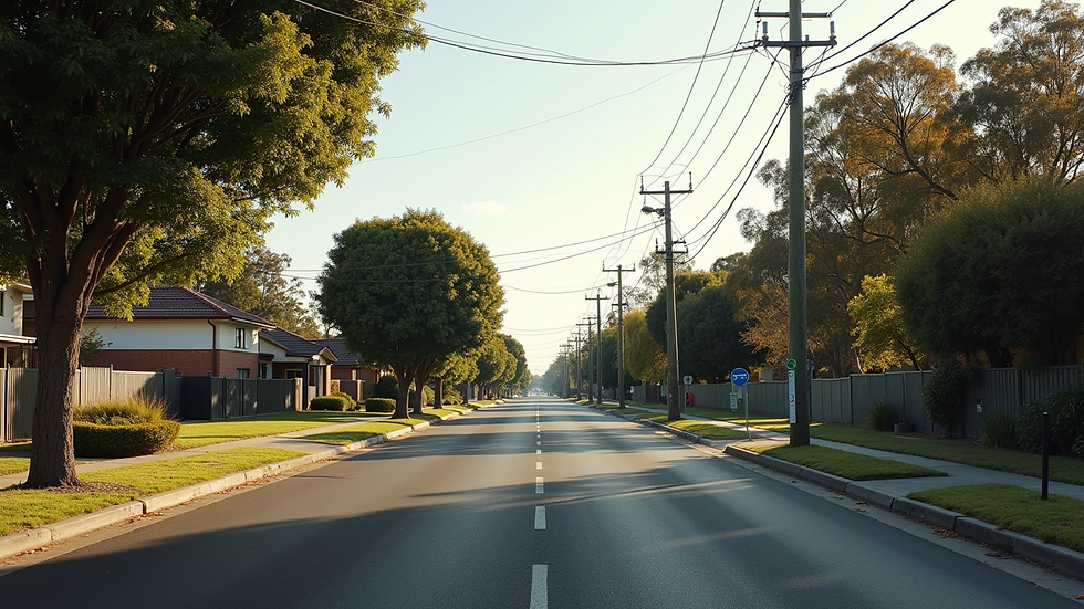 Wide angle view of a quiet suburban street in Keilor East, perfect for calm driving practice