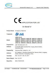CE compliance certificate for LightCom industrial telephones