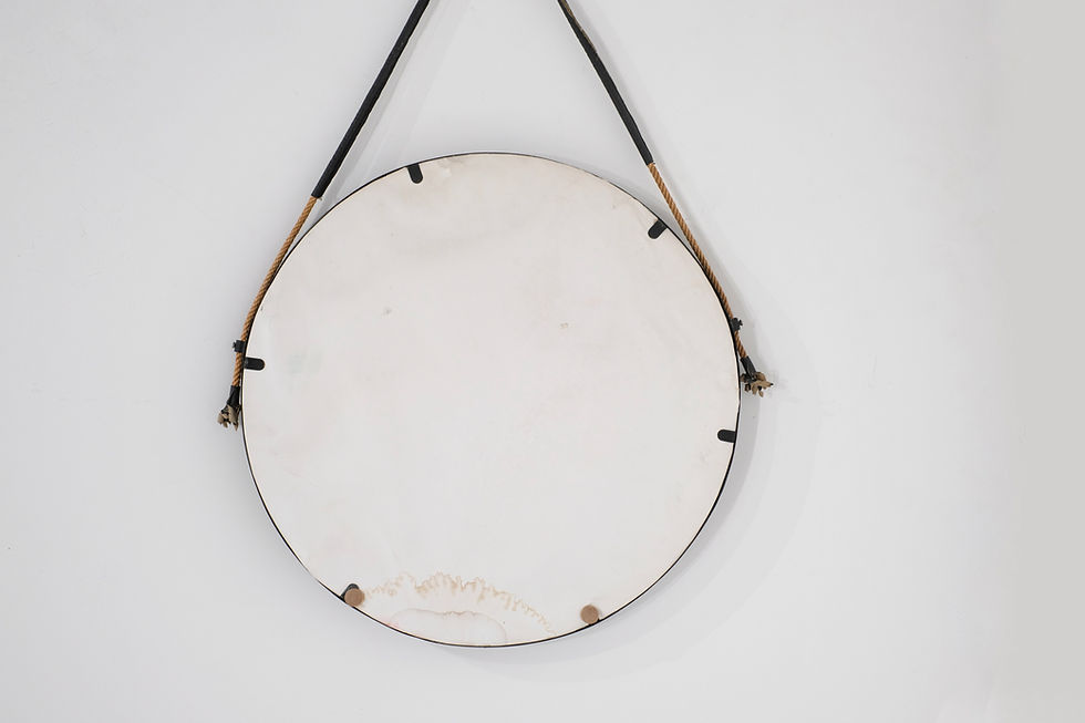 Thumbnail: Vintage round mirror in steel, Italy 1970s.