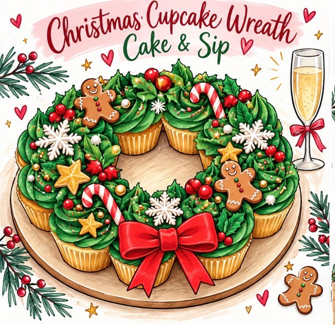 Christmas Cupcake Wreath & Sip
