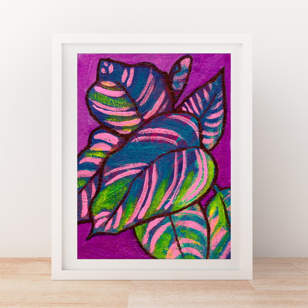 Purple Calathea Leaf Giclee Print
