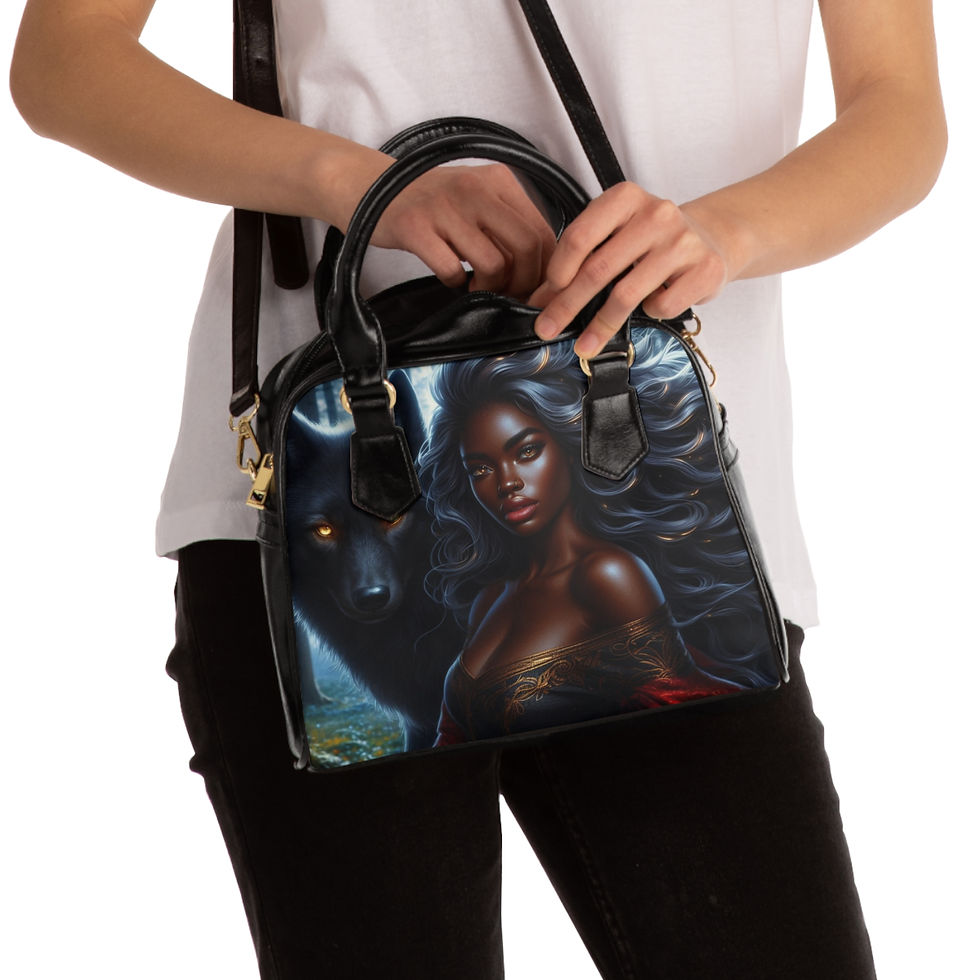 Thumbnail: Mystic Night Shoulder Handbag — Dark Goddess & Wolf Art Purse