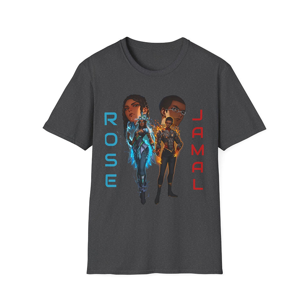 Thumbnail: Rose and Jamal Character Portrait T-Shirt | Sci-Fi Duo Illustration
