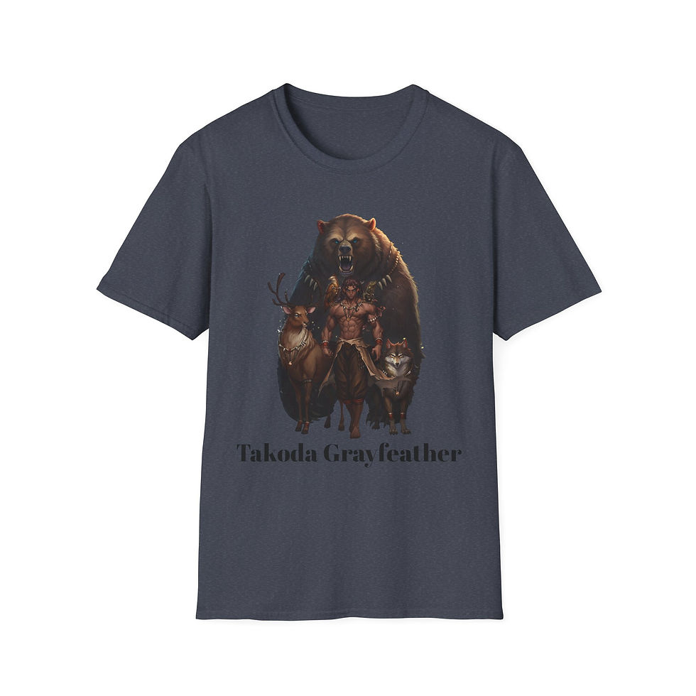 Thumbnail: Native Warrior with Bear Totem T-Shirt | Takoda Grayfeather graphic tee