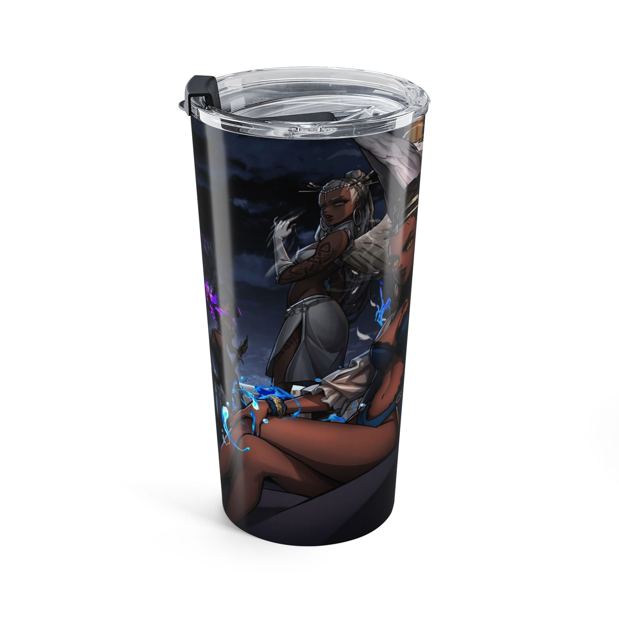 Fantasy Night Sorceress Tumbler 20oz | Magical Moonlit Battle Scene