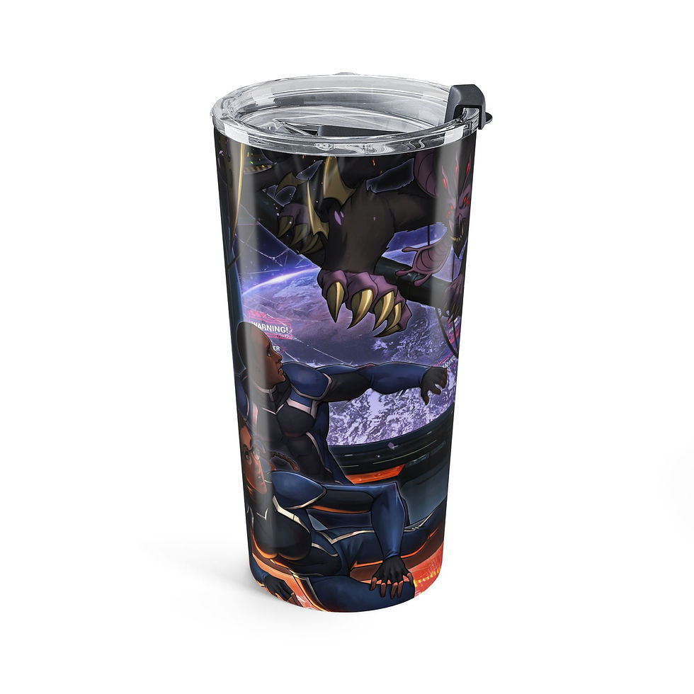 Thumbnail: Masked Demon and Warrior Tumbler 20oz | Fantasy Art Stainless Steel Travel Mug
