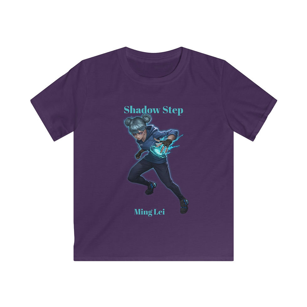 Thumbnail: Kids "Shadow Step" Fantasy Gamer Tee — Ming Lei Magic Attack Graphic Shirt