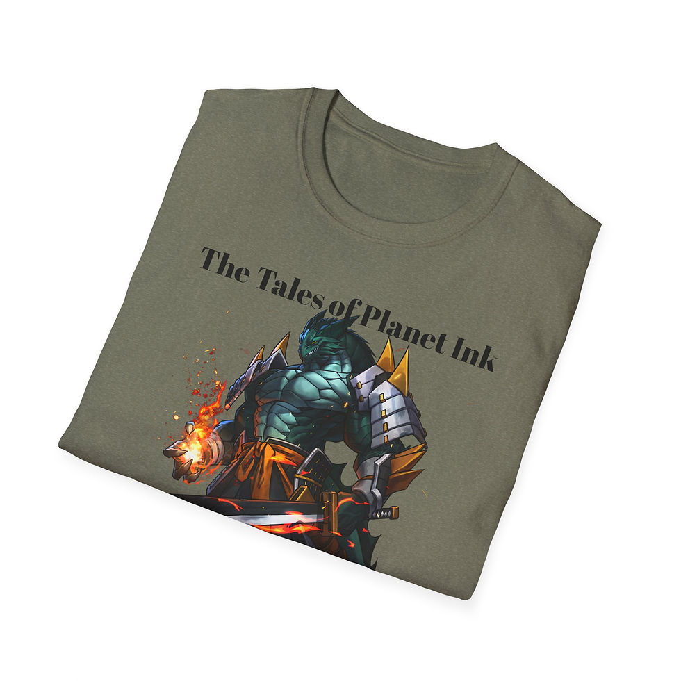Thumbnail: Armored Dragon Warrior T-Shirt | Fire Sword Fantasy RPG Art