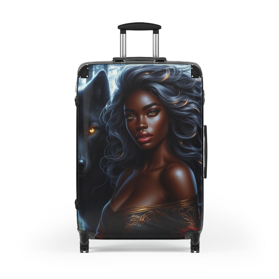 Thumbnail: Elegant Black Goddess Carry-On Suitcase — Portrait Art Luggage