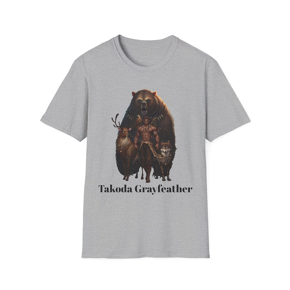 Thumbnail: Native Warrior with Bear Totem T-Shirt | Takoda Grayfeather graphic tee