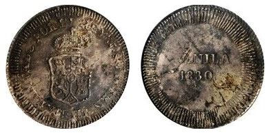 1830 Manila countermarked Spanish colonial coin Philippine circulation counterstamp silver coin
