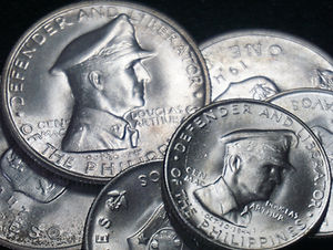 1947 Philippine One Peso and 50 Centavos Douglas MacArthur Commemorative Coins