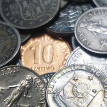 Collection of Philippine ten centavos and ten sentimos coins from multiple historical periods arranged together, highlighting the evolution of Philippine coin designs from the Spanish colonial era to modern BSP coinage.