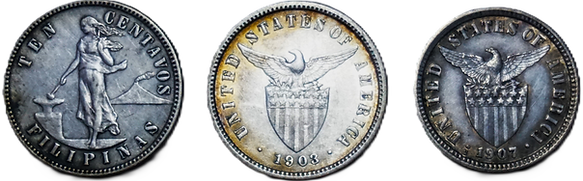 1903 & 1907 U.S.-Philippine 10 Centavos
