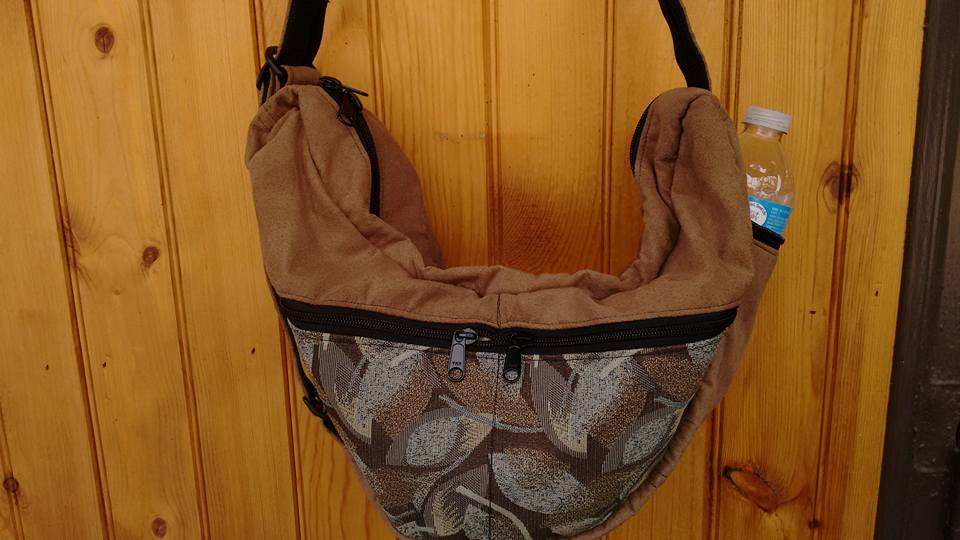 Tan microsuede with print