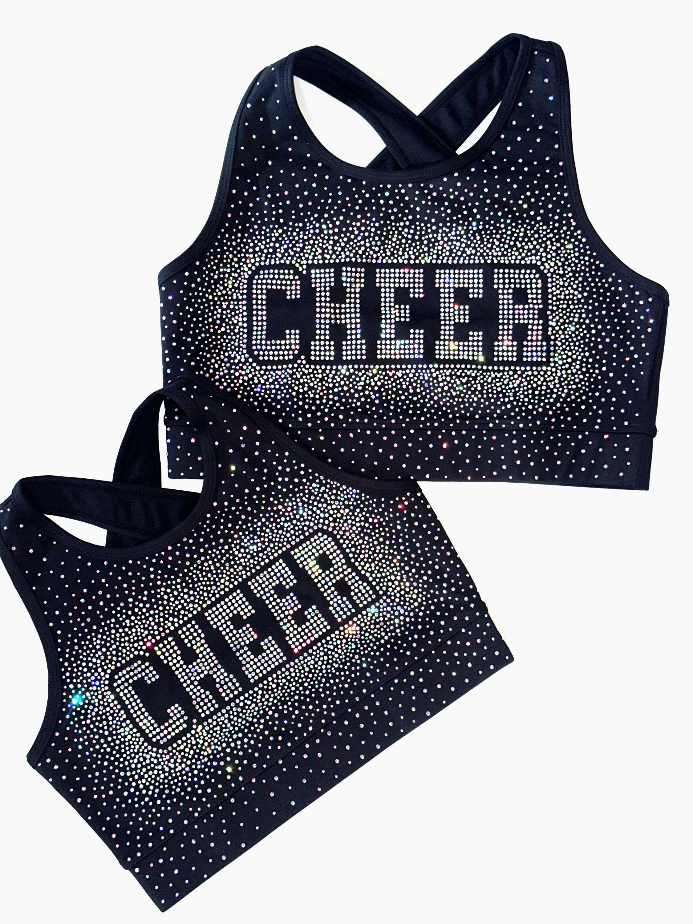 'Cheer' Rhinestones sports bra
