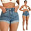 Miniatura: Short Jeans Feminino Cintura Alta Barra Desfiada Com Brilhos 100% Algodâo