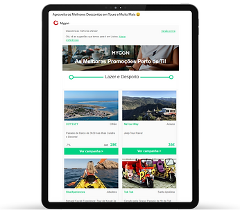 Newsletters com campanhas Mygon