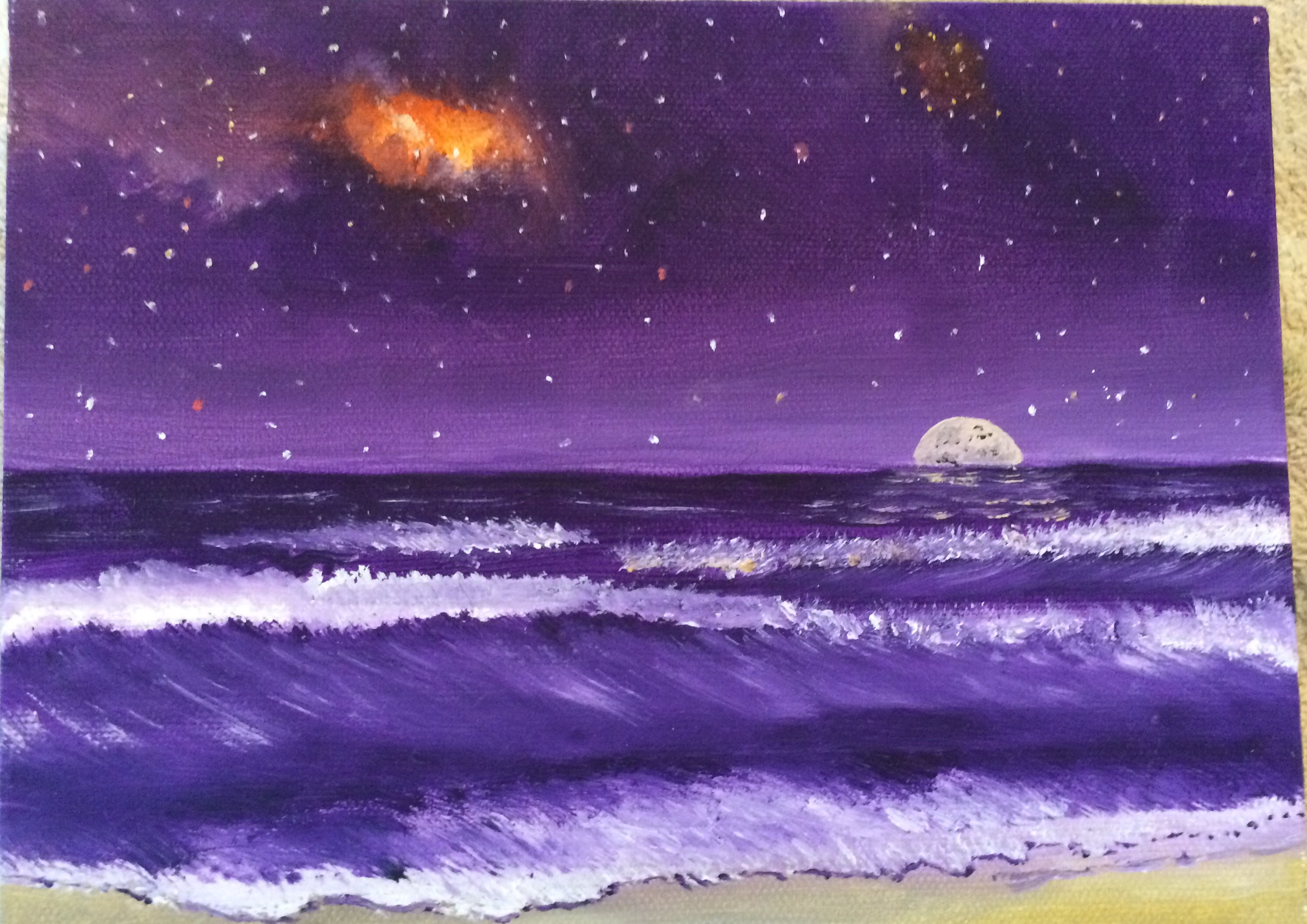 moon Setting on The Beach