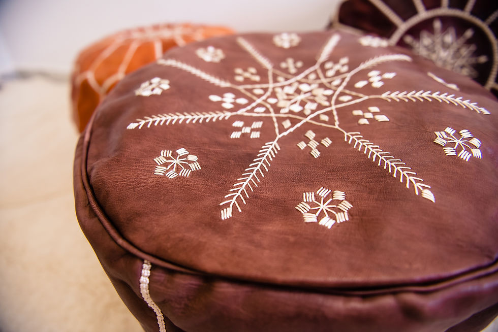 Thumbnail: Moroccan Leather Pouf - Brown